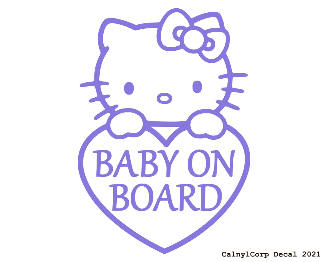 Kitty Baby On Board Vinyl Sticker Decals.