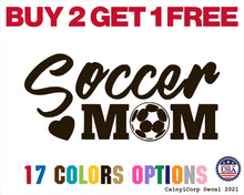 Load image into Gallery viewer, Mom Soccer Heart Vinyl Sticker Decals
