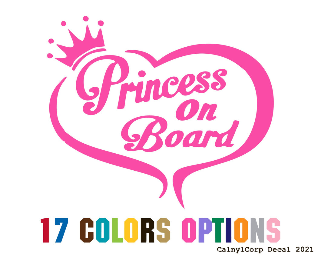 Princess On Board Vinyl Sticker Decals